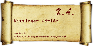 Kittinger Adrián névjegykártya